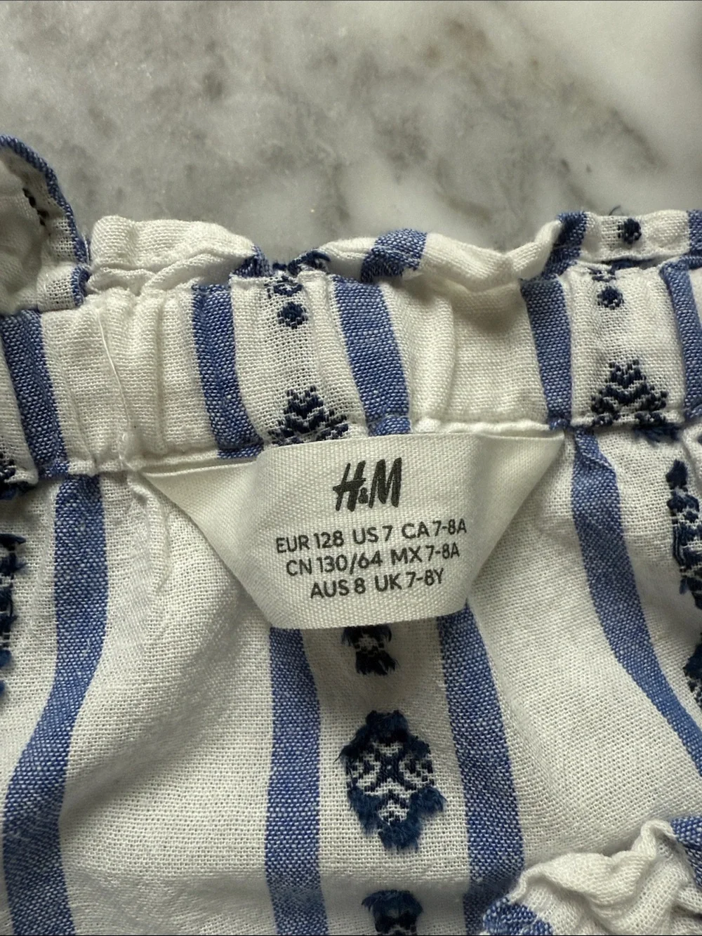 Kids Two-Piece Blue & White Striped Set Size 7